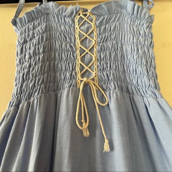 Japanese Blue Maxi Dress with Lace Detail - Picture 3 of 8